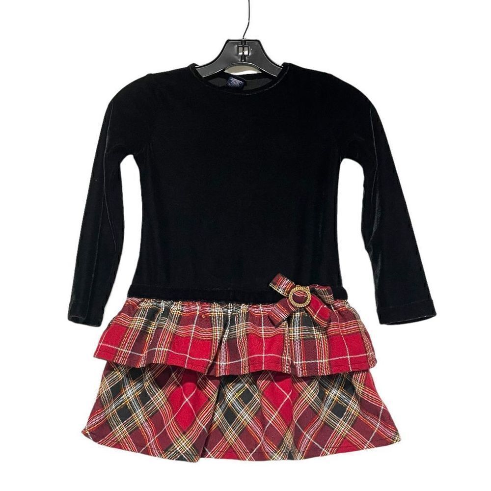 Basic Editions Girls Black Velvet Christmas Dress Size Small